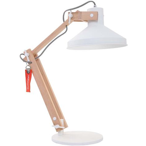 Lampe de table lampe de table lampe en bois spot lampe de bureau réglable marron blanc