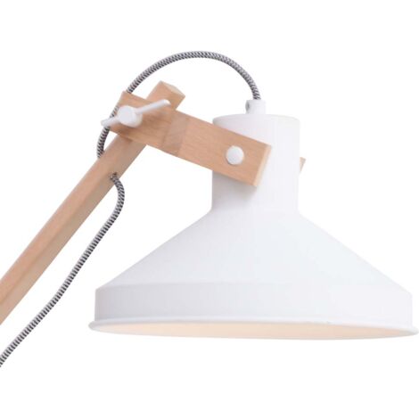 Lampe de table lampe de table lampe en bois spot lampe de bureau réglable marron blanc