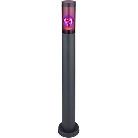 Lampadaire en acier inoxydable lampadaire de jardin d'extérieur anthracite fumé, télécommande dimmable, 1x LED RGB 8,5W 806Lm blanc chaud, DxH 7,6x80 cm