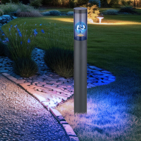 Lampadaire en acier inoxydable lampadaire de jardin d'extérieur anthracite fumé, télécommande dimmable, 1x LED RGB 8,5W 806Lm blanc chaud, DxH 7,6x80 cm