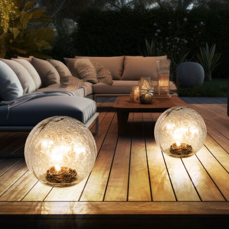 Lot De 3 Lampes Solaires Extérieur En Forme De Boule De Verre - Effet Brisé, 30 LED, Suspension Décorative Pour Jardin, Terrasse, Balcon