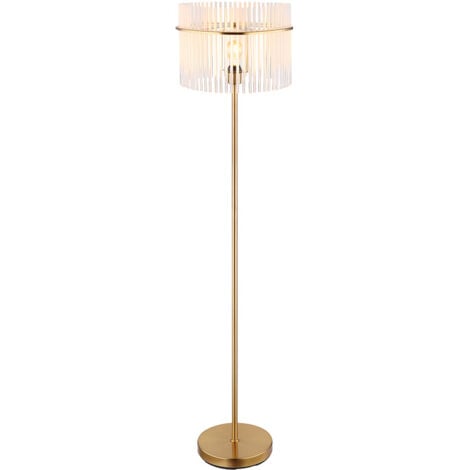 Lampadaire Lampe sur pied Lampe de salon Lampe de chambre à coucher Lampe de salle à manger, métal barres de verre or, 7W 806 lm blanc chaud