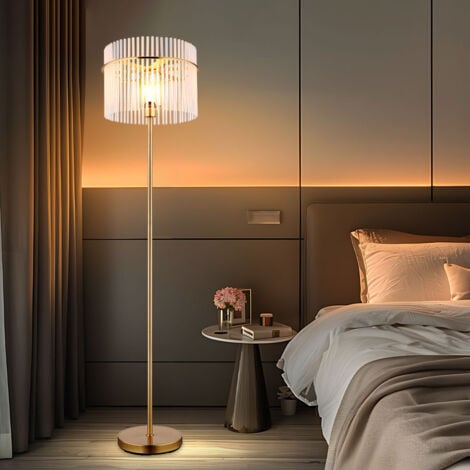 Lampadaire Lampe sur pied Lampe de salon Lampe de chambre à coucher Lampe de salle à manger, métal barres de verre or, 7W 806 lm blanc chaud