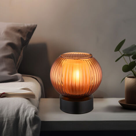 Lampe de table lampe de chevet lampe de table verre noir lampe de chambre bronze