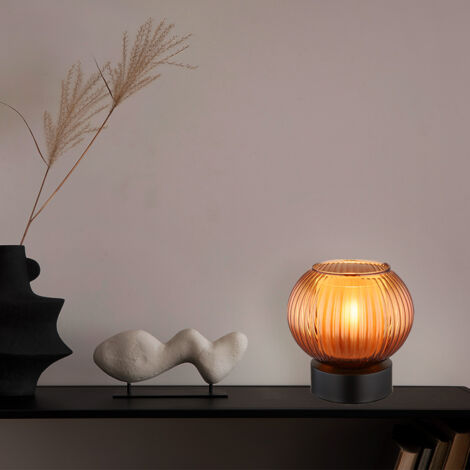 Lampe de table lampe de chevet lampe de table verre noir lampe de chambre bronze