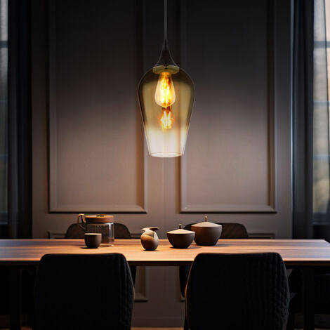 Lampe à suspension lampe de table à manger lampe suspendue lampe de salon en verre doré H 120 cm