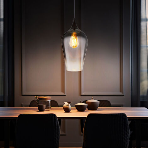 Lampe à suspension lampe de table à manger lampe suspendue lampe de salon en verre chromé H 120 cm