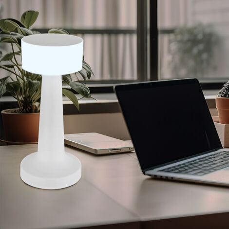 Lampe de table lampe de bureau lampe de table lampe de lecture lampe de salon, plastique blanc, batterie USB dimmable CCT, 1x LED 1W 55Lm blanc chaudblanc froid, H 21,5 cm