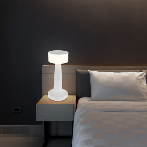 Lampe de table lampe de bureau lampe de table lampe de lecture lampe de salon, plastique blanc, batterie USB dimmable CCT, 1x LED 1W 55Lm blanc chaudblanc froid, H 21,5 cm