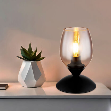 Lampe à poser lampe de chevet lampe de table verre fumé tactile lampe de chambre H 18cm