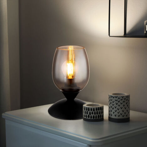 Lampe à poser lampe de chevet lampe de table verre fumé tactile lampe de chambre H 18cm