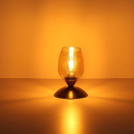 Lampe à poser lampe de chevet lampe de table verre fumé tactile lampe de chambre H 18cm