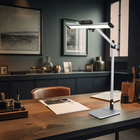 Lampe de table lampe de table lampe de lecture lampe de couloir lumière latérale argent LED CCT