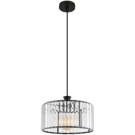 Lampe suspendue plafonnier salle à manger lumière cristaux noirs mats