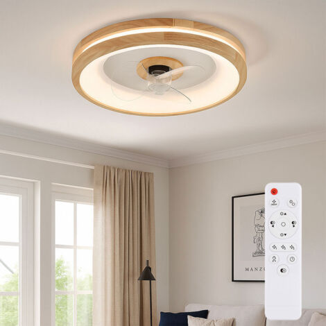 Globo – Ventilateur de plafond télécommandé en bois – Éclairage LED dimmable 30W – 3 vitesses – Minuterie intégrée – Pour pièces jusqu'à 15 m² - 2250lm