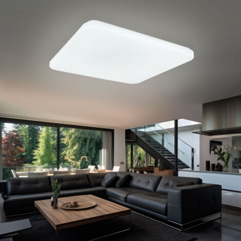 Plafonnier LED Intelligent Connecté - 45x45cm, Commande Par Alexa/appli/télécommande, Blanc Chaud à Froid Réglable, 2500 Lumens - Pour Salon, Chambre, Couloir - 6