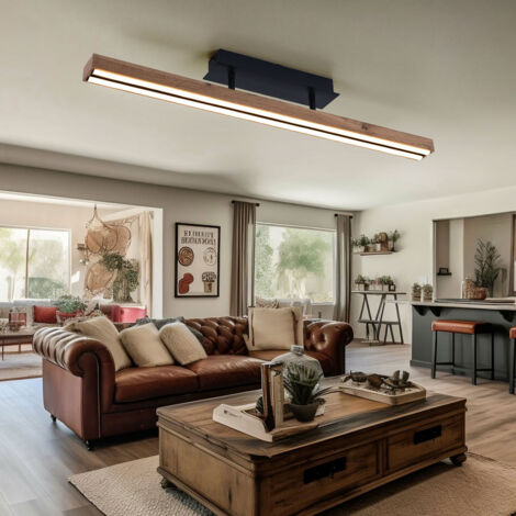 Spot De Plafond Plafonnier 4 Flammes Lampe De Salon Spot Lampe En Bois Mobile, Métal Couleur Zinc, 4x E27, LxH 82x18 Cm