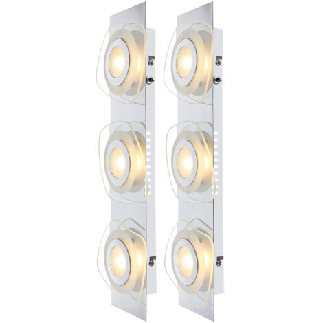Applique murale Applique murale Lampe spot Lampe de couloir Spot Lampe de couloir Lampe de salon, 3 flammes, verre chrome satiné clair, 3x LED 3W 684Lm blanc chaud, LxPxH 46x14x5cm
