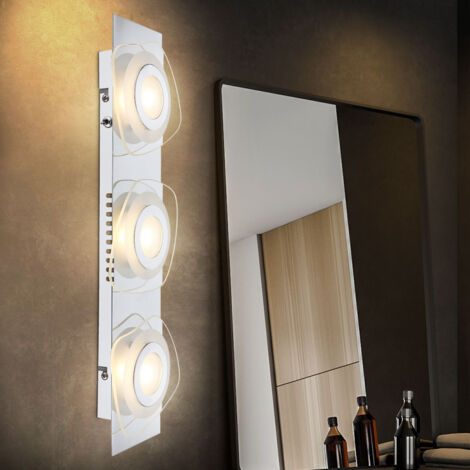 Applique murale Applique murale Lampe spot Lampe de couloir Spot Lampe de couloir Lampe de salon, 3 flammes, verre chrome satiné clair, 3x LED 3W 684Lm blanc chaud, LxPxH 46x14x5cm