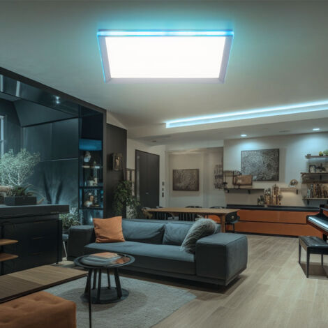 Plafonnier panneau effet arc-en-ciel dimmable lampe de salon Plafonnier LED LED à couleur changeante, avec télécommande, 1x LED 32 W 1400Lm 2700-5000 Kelvin, L 45 cm