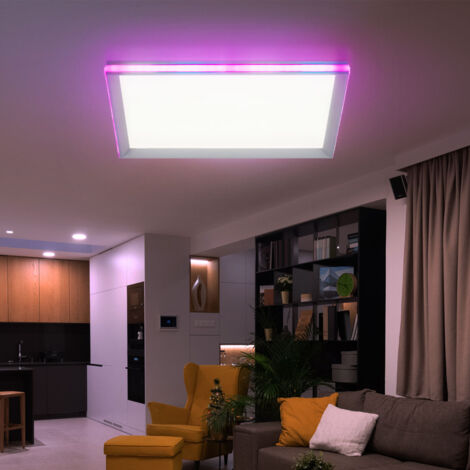 Plafonnier panneau effet arc-en-ciel dimmable lampe de salon Plafonnier LED LED à couleur changeante, avec télécommande, 1x LED 32 W 1400Lm 2700-5000 Kelvin, L 45 cm