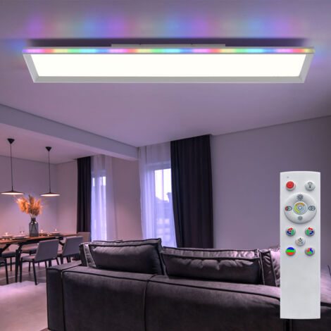 Plafonnier effet arc-en-ciel lampe de salon dimmable plafonnier LED LED à couleur changeante, avec télécommande, 1x LED 43 W 2300Lm 2700-5000 Kelvin, L 100 cm