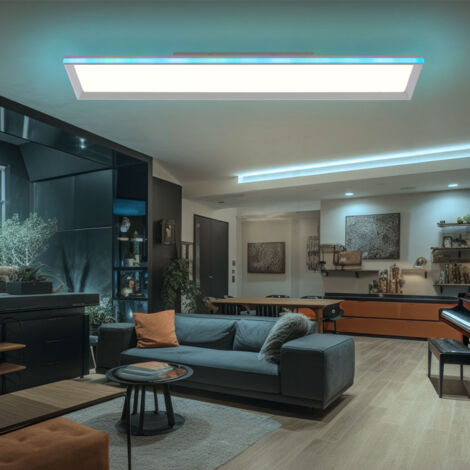 Plafonnier effet arc-en-ciel lampe de salon dimmable plafonnier LED LED à couleur changeante, avec télécommande, 1x LED 43 W 2300Lm 2700-5000 Kelvin, L 100 cm