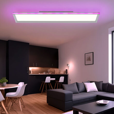 Plafonnier effet arc-en-ciel lampe de salon dimmable plafonnier LED LED à couleur changeante, avec télécommande, 1x LED 43 W 2300Lm 2700-5000 Kelvin, L 100 cm