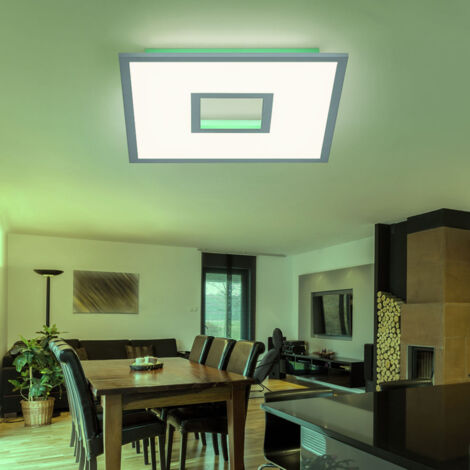 Plafonnier dimmable avec télécommande Rétroéclairage lampe de salon Plafonnier LED, changement de couleur RVB, 28 W 3540lm 2700-5000K, LxH 45x5,2 cm