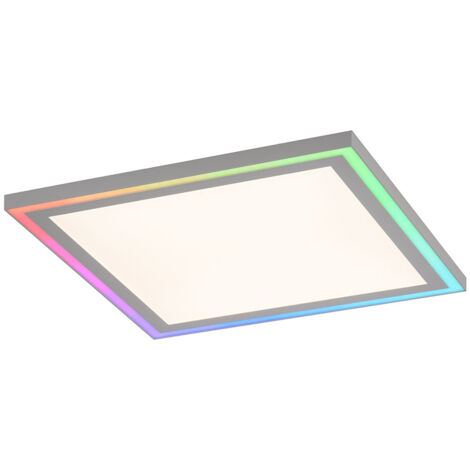 Plafonnier LED panneau en saillie dimmable avec télécommande lampe de salon effet arc-en-ciel plafonnier LED à couleur changeante, 21 W 1600Lm 2700-5000 Kelvin, LxlxH 40x40x5,2 cm