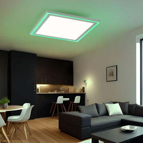 Plafonnier LED panneau en saillie dimmable avec télécommande lampe de salon effet arc-en-ciel plafonnier LED à couleur changeante, 21 W 1600Lm 2700-5000 Kelvin, LxlxH 40x40x5,2 cm