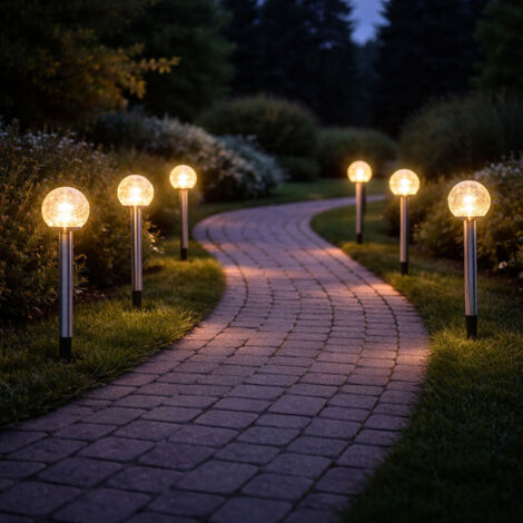 Lampes Solaires VANZACK - 7 Boules En Verre Craquelé - 7 Couleurs Automatiques - Étanche IP65 - Pour Jardin, Allée, Terrasse