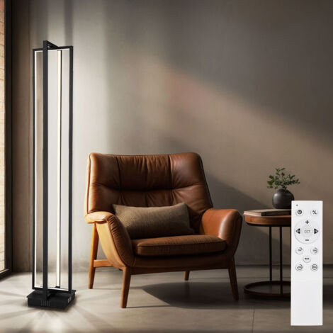 Lampadaire Sur Pied LED Dimmable KAKA Anten Noir 20W + Lampe Lecture 7W - Télécommande Et Tactile, 4 Températures Couleur