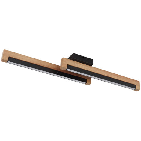 Plafonnier plafonnier lampe en bois lampe de salle à manger lampe de salon lampe de chambre à coucher, métal bois aluminium plastique noir marron, effet étoile, 1x LED 12W 300Lm 3000K blanc chaud, L 7