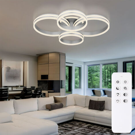 Plafonnier LED plafonnier salon lampe salle à manger lampe design, métal acrylique gris, télécommande dimmable CCT, 90W 4200Lm 2700-6000K, L 85 cm
