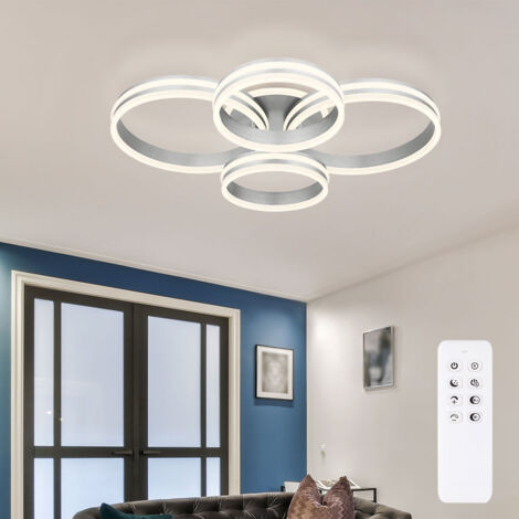 Plafonnier LED plafonnier salon lampe salle à manger lampe design, métal acrylique gris, télécommande dimmable CCT, 90W 4200Lm 2700-6000K, L 85 cm