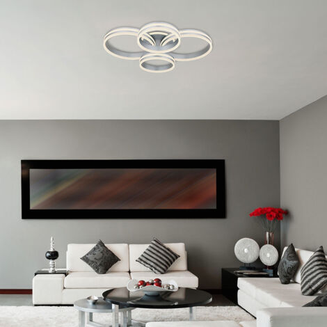 Plafonnier LED plafonnier salon lampe salle à manger lampe design, métal acrylique gris, télécommande dimmable CCT, 90W 4200Lm 2700-6000K, L 85 cm