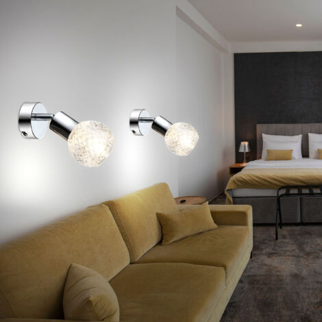 Applique Murale Design Moderne SAPRI - Éclairage Up/down - Chrome & Transparent - Pour Couloir, Salon