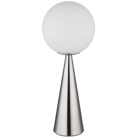Lampe de table LED Lampe de chevet Lampe de lecture Lampe de salon Lampe de table Lampe d'appoint, métal Boule de verre argenté blanc, 9W 810lm blanc chaud, H 49,5 cm