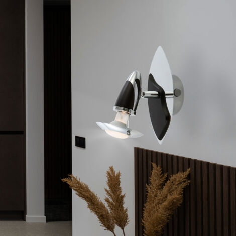 Hagan Applique murale, Spot mural Chrome, Écru, Noir, 1 lumière H3883624