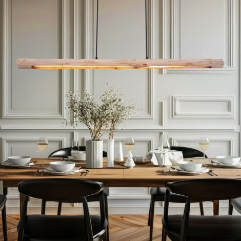 Globo – Suspension LED dimmable en bois noir – 3 niveaux d'éclairage – 20W 1358lm 3000K – Longueur 120 cm, largeur 7 cm, hauteur 150 cm