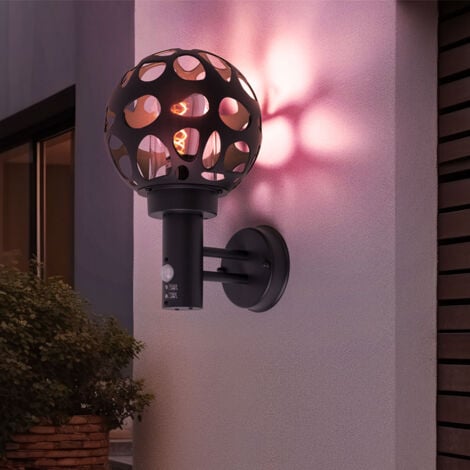 LAMPE MURALE D'EXTÉRIEUR Avec Détecteur De Mouvement IP44 Noir LED 2x EUR 39,56 - FR