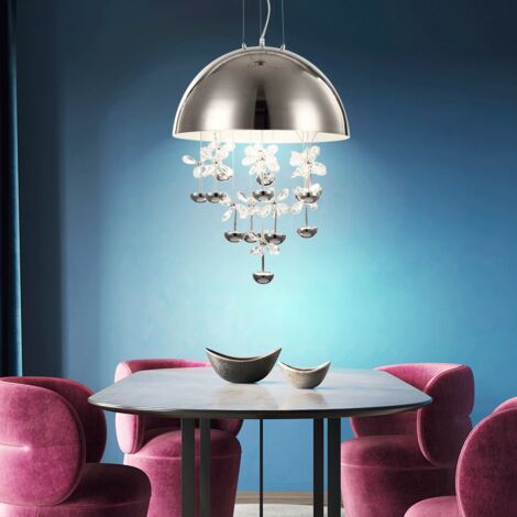 Lampe suspendue LED fleur de cristal lampe suspension salle à manger éclairage plafonnier Globo 15998 (1/3)
