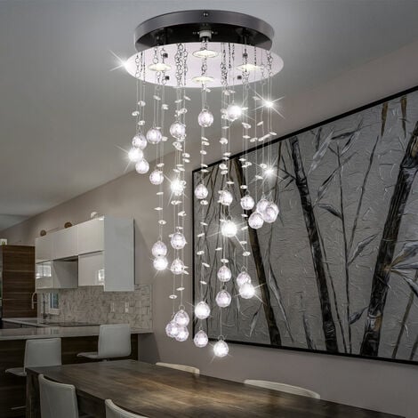 Plafonnier LED éclairage de salon chrome lampe suspendue cristal pendule  globo 68595-4