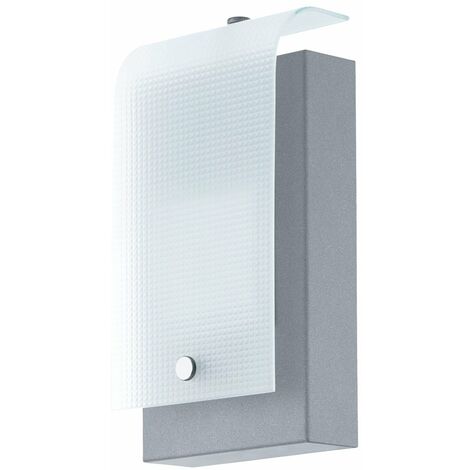Lampe d'extérieur, lumière en verre, éclairage de façade, entrée, spot galvanisé, 1x LED 3,7W 320lm 3000K blanc chaud, LxlxH 12x7x22,5 cm, Eglo 94115