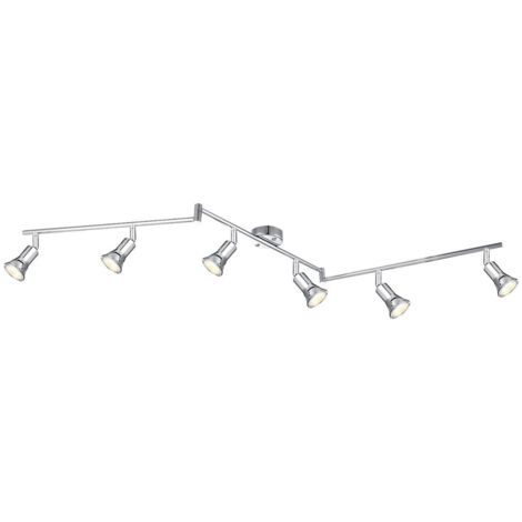 Spot de plafond LED orientable Lampe de plafond Lampe de salon Spot chromé Barre de spots 6 flammes, métal, 6x 3W 6x 250lm blanc chaud, LxH 145 x 17,5 cm (1/3)