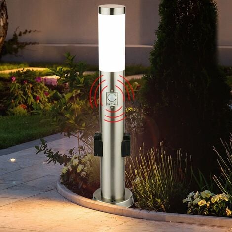 Lampe sur pied détecteur de mouvement allée de jardin lumière extérieure  douilles en acier inoxydable éclairage