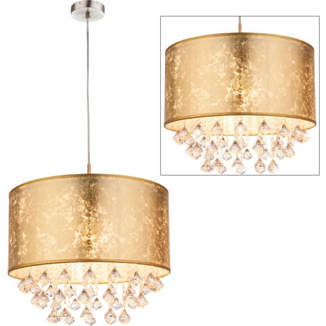Cristal suspendu luminaire textile pendule chambre éclairage plafonnier or globo 15187H3