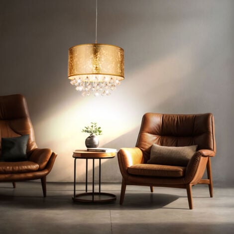 Cristal suspendu luminaire textile pendule chambre éclairage plafonnier or globo 15187H3