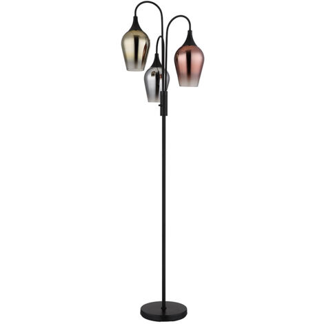 Lampadaire lampadaire lampe d'appoint lampe de salon verre 3 flammes H 165 cm